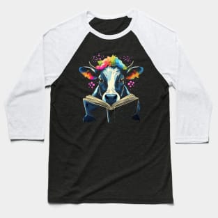 Cow Reads Book Baseball T-Shirt